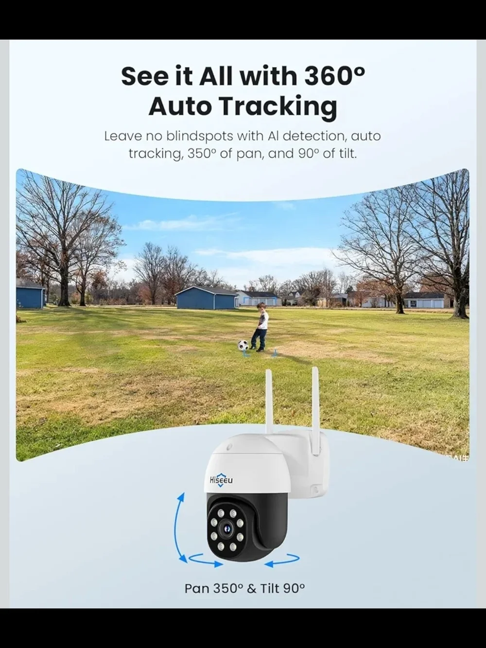 Hiseeu 4K 8MP Wireless Security Camera System 4 Cam PTZ WiFi NVR 1TB Auto Track